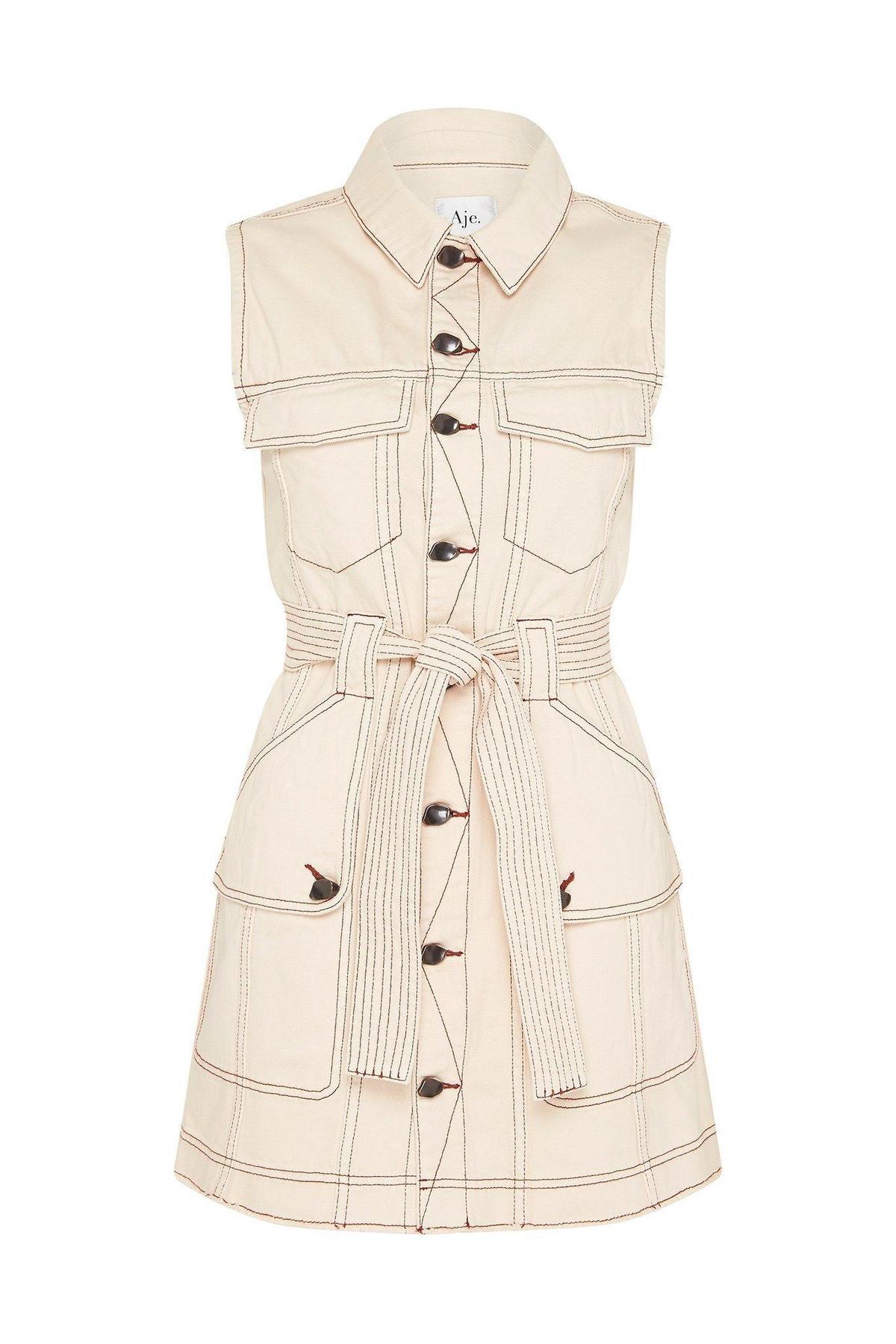 Aje Silvatica Denim Mini Dress Sand Size 6 - Image 4
