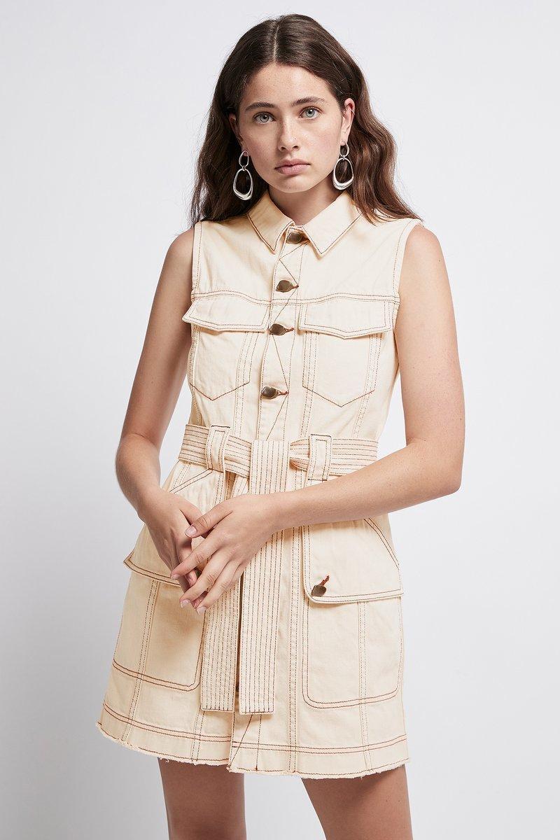 Aje Silvatica Denim Mini Dress Sand Size 6 - Image 2