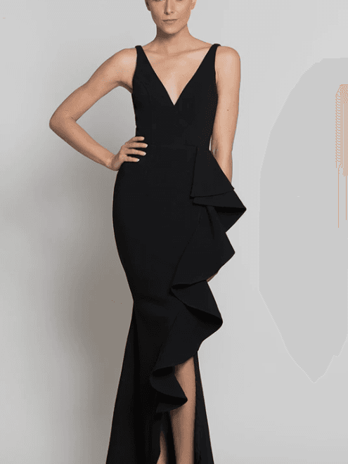 Bariano Juno Frill Gown black size 14 - Image 1