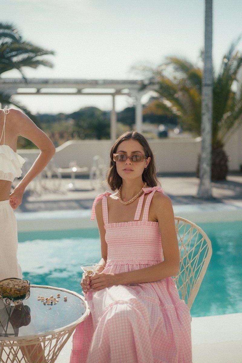 Steele Lyla Dress Blush Pink Check Size XS / AU 6 for rent on The Volte - main image