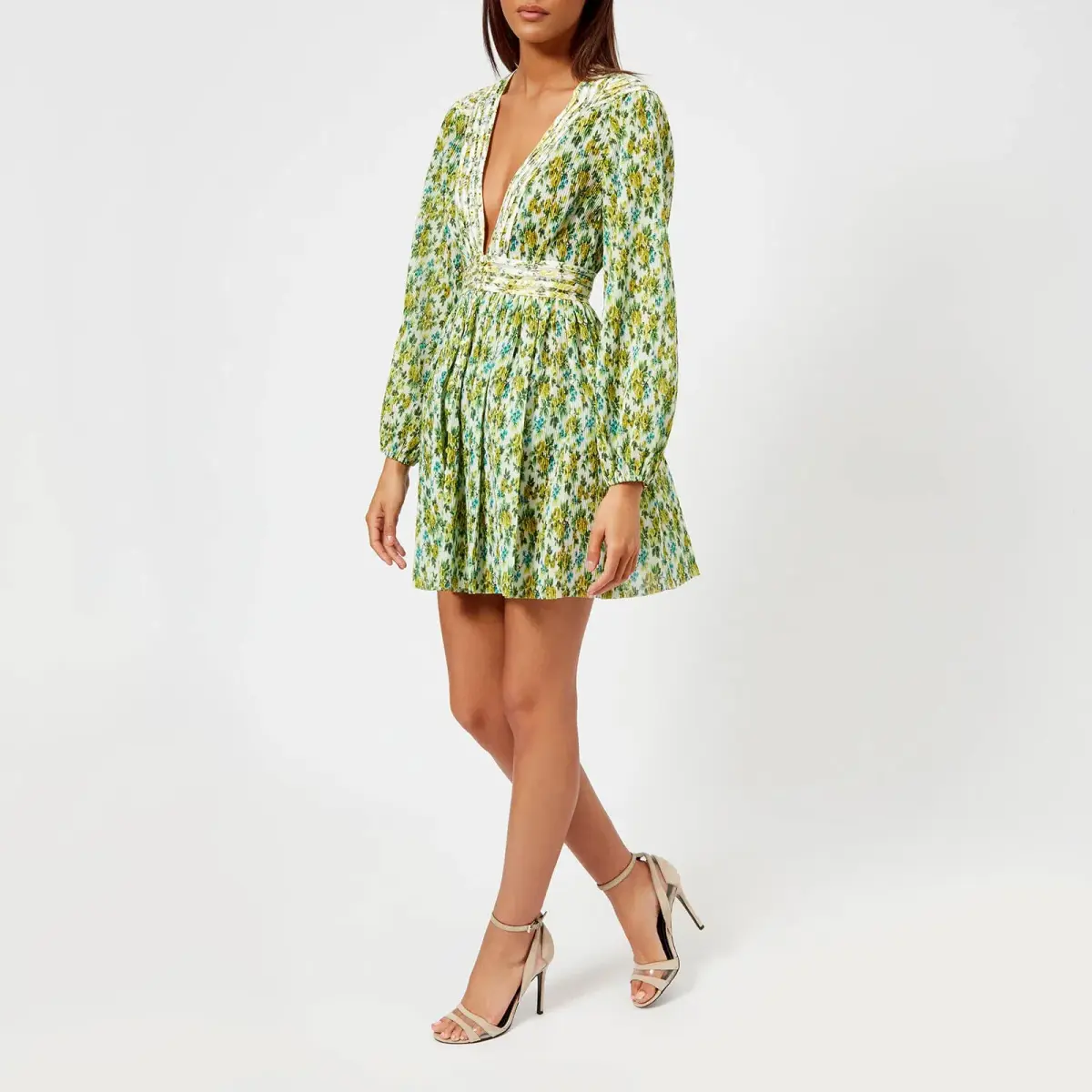 Zimmermann Golden Plisse Mini Dress Lemonade Acid Floral Size 6 - Image 1