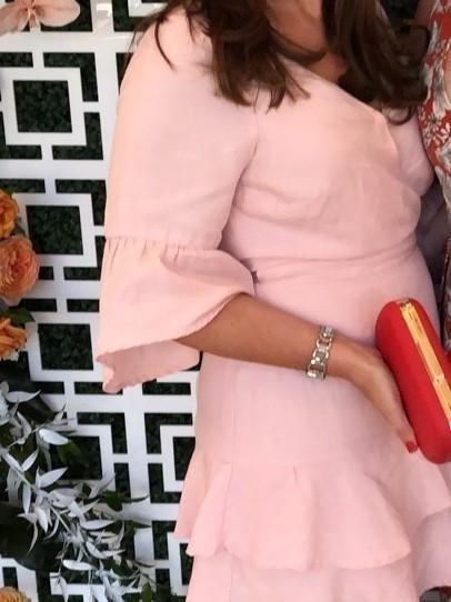 Kookai Shoreline Frill Wrap Dress Pink Size 12 for rent on The Volte - main image