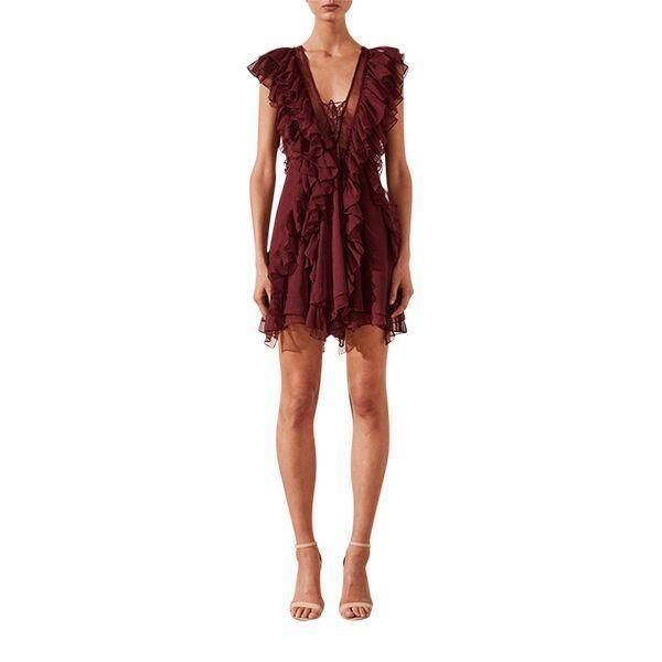 SHONA JOY ruffle lace up dress Size 8 for rent on The Volte - main image