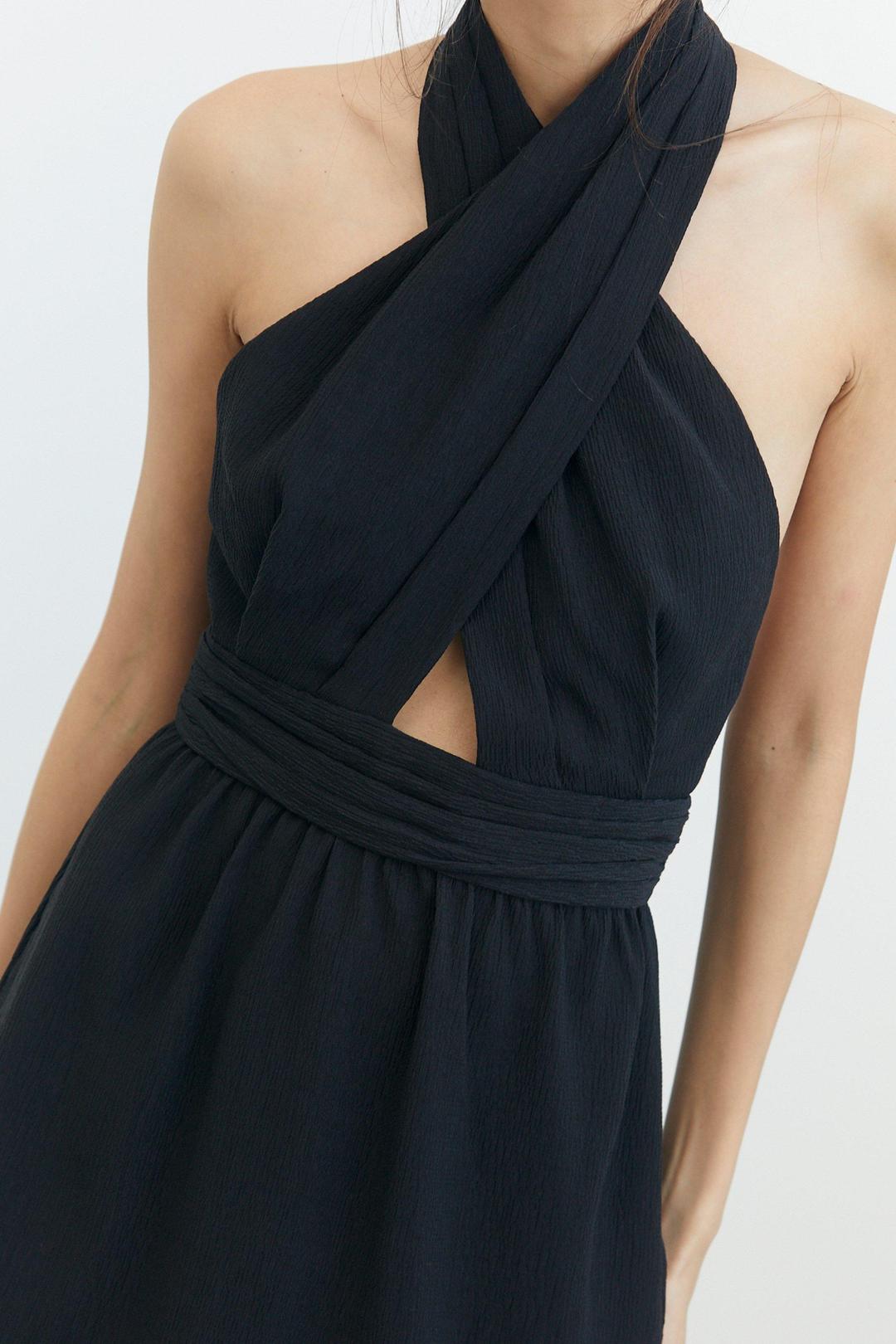 THIRD FORM Crossing Over Mini Dress in Black Ripple Size 6 for rent on The Volte - main image