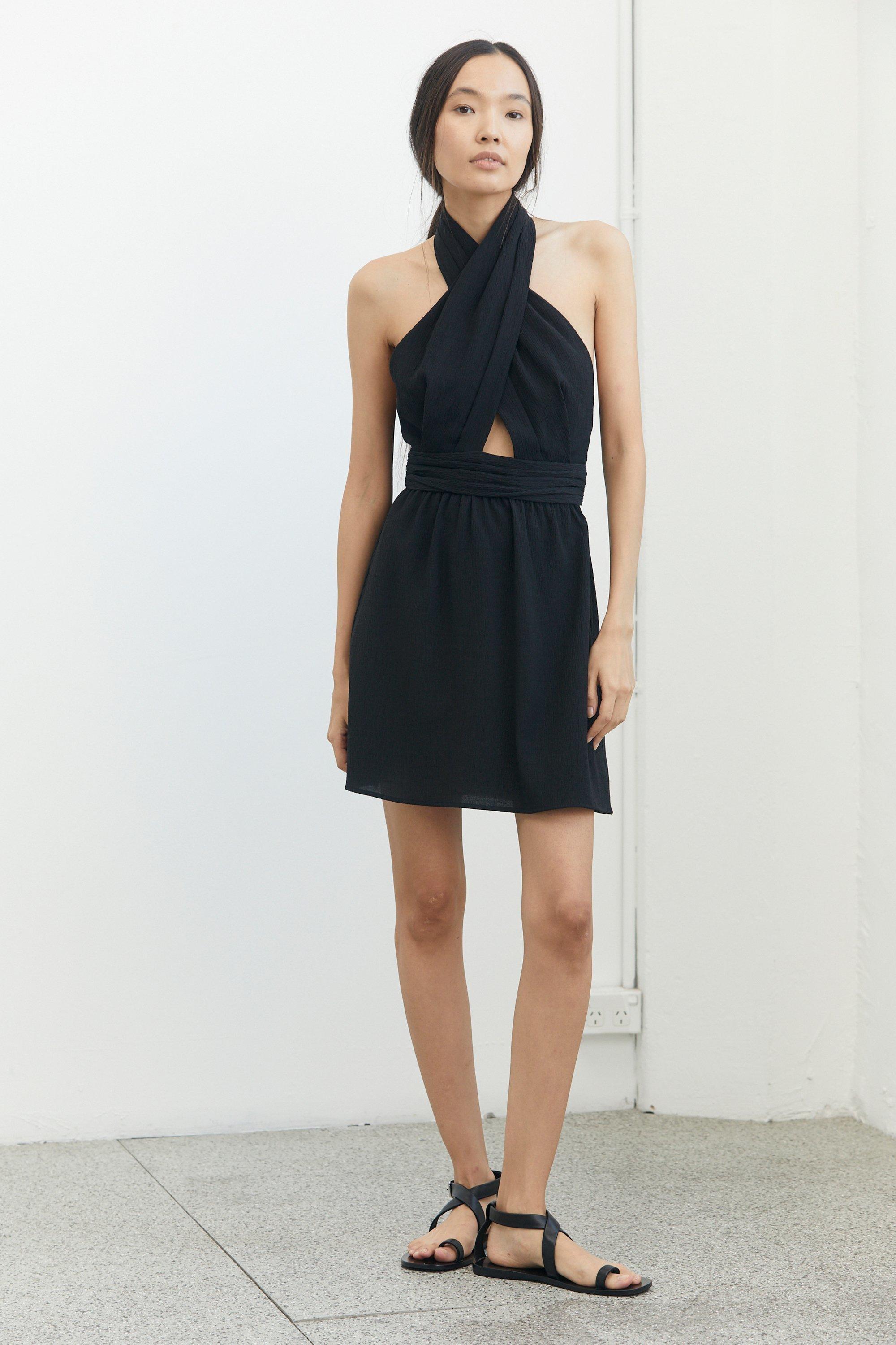 THIRD FORM Crossing Over Mini Dress in Black Ripple Size 6 - Image 3