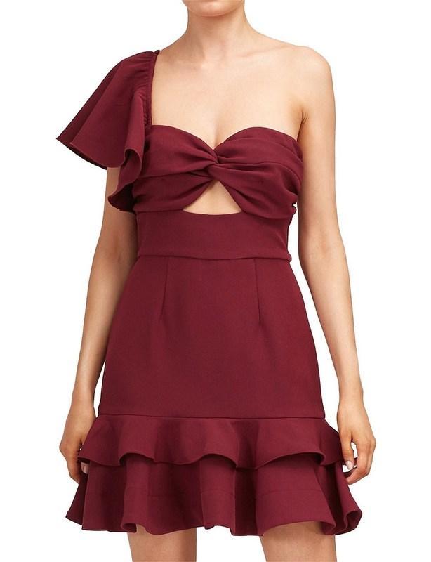 Keepsake the Label Delight Asym Mini Dress Burgundy Size M - Image 5