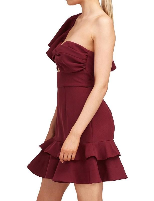 Keepsake the Label Delight Asym Mini Dress Burgundy Size M - Image 4