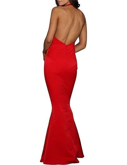 ELLE ZEITOUNE Sultry Halter Complimented by a Low Back Red Size 14 - Image 2