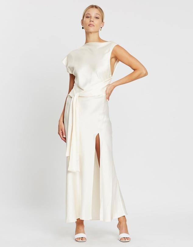 Bec & Bridge Piper Asymmetrical Midi Dress Ivory White Size 6 - Image 3