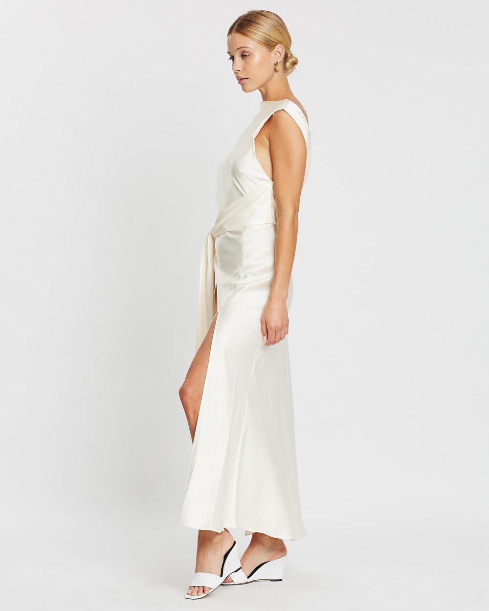 Bec & Bridge Piper Asymmetrical Midi Dress Ivory White Size 6 - Image 2