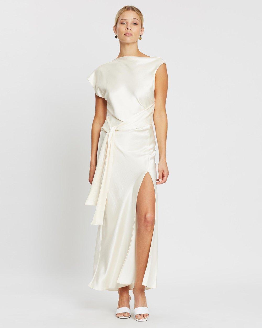 Bec & Bridge Piper Asymmetrical Midi Dress Ivory White Size 6 - Image 1