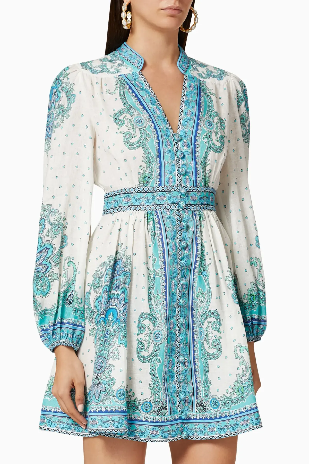 Zimmermann Bells Paisley Short Dress Blue Paisley Size 0 / AU 8 - Image 2