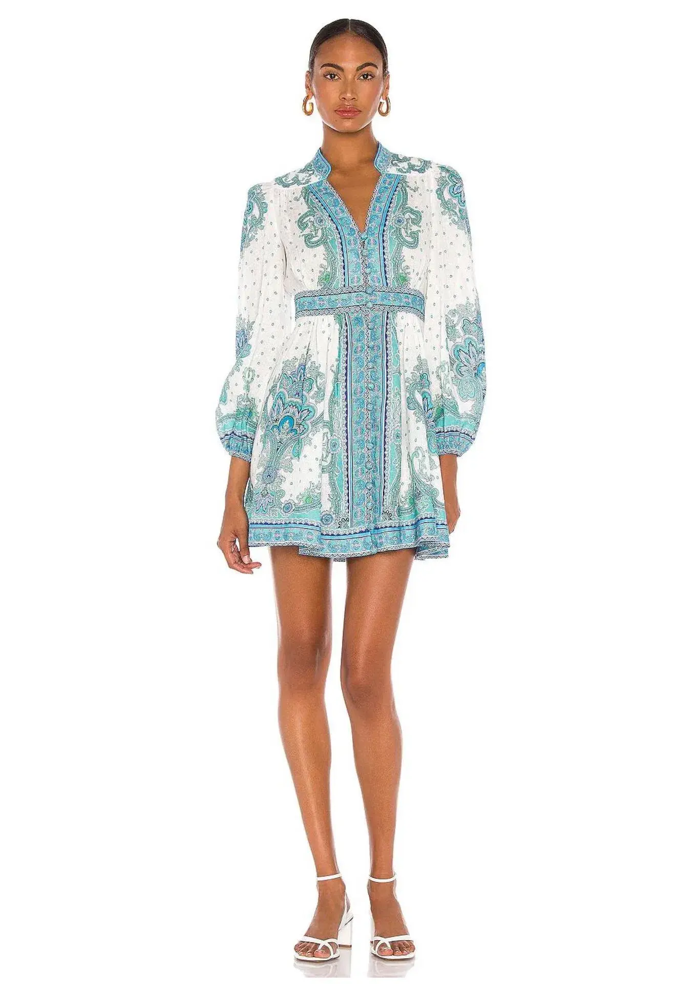 Zimmermann Bells Paisley Short Dress Blue Paisley Size 0 / AU 8 - Image 1