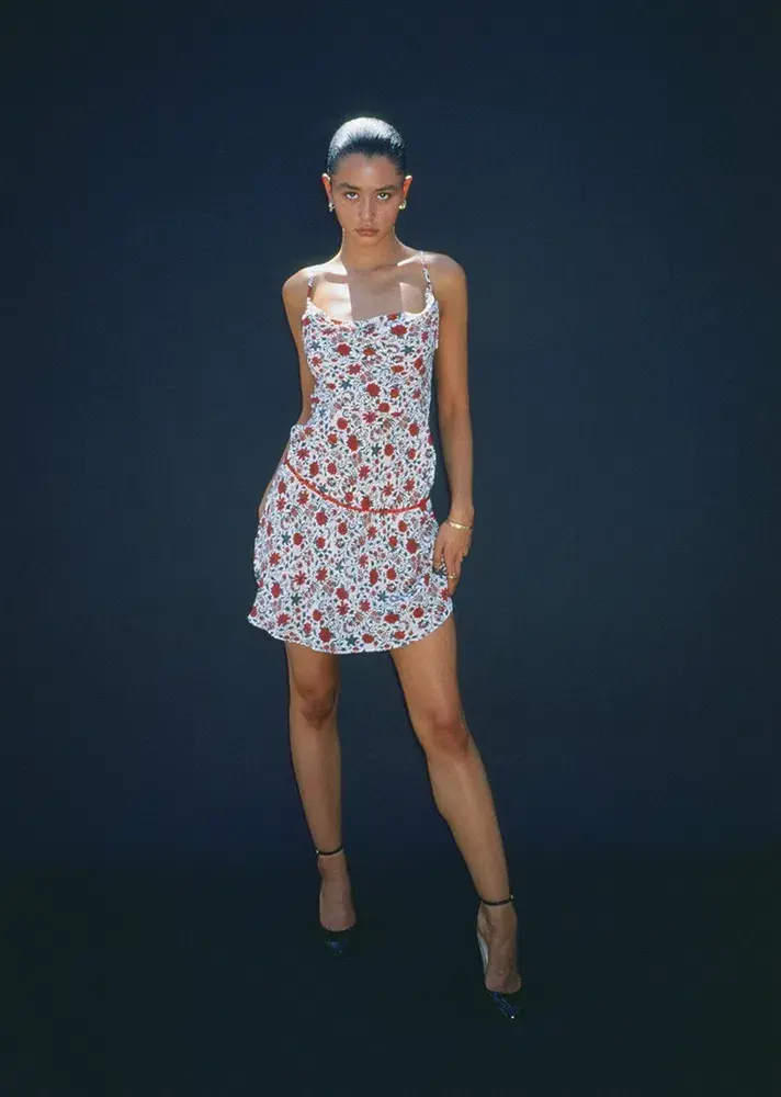 Realisation Par The Montague Mini Dress White Batik Floral Size XXS / AU 4 for rent on The Volte - main image