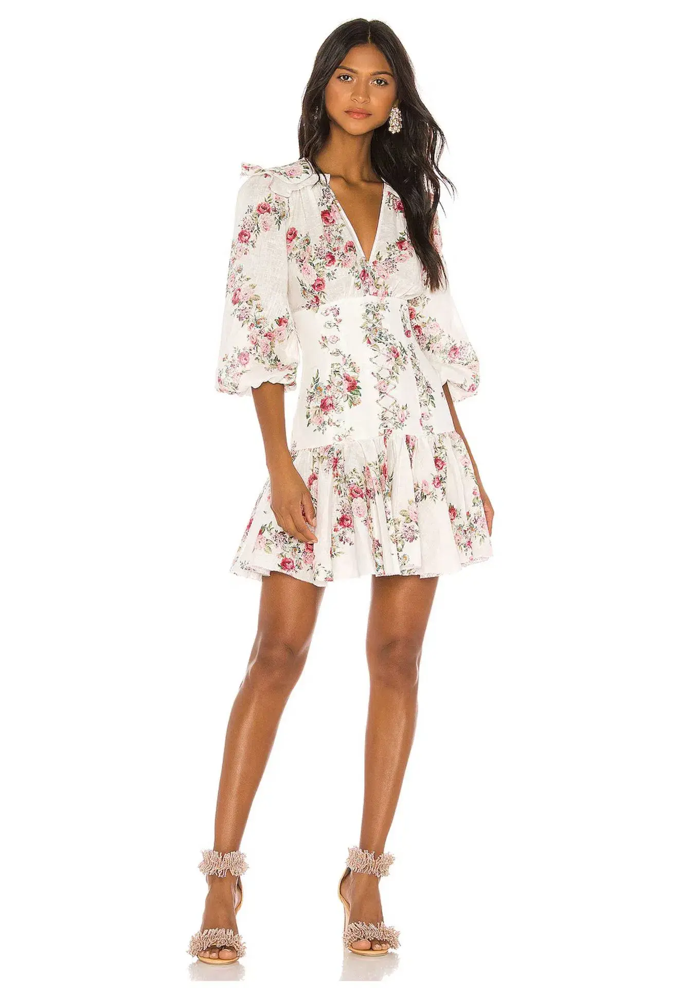 Zimmermann Honour Corset Mini Dress Cream Floral Size 0 / AU 8 - Image 1
