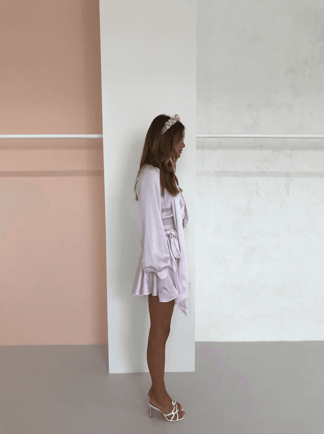 Acler Doheny Mini Dress in Blush Size 6 for rent on The Volte - main image