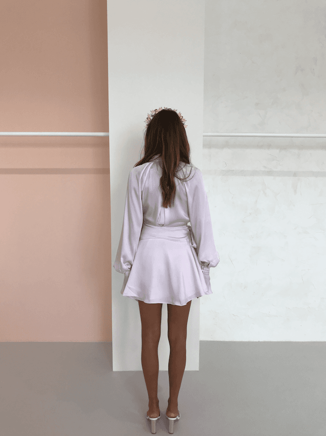 Acler Doheny Mini Dress in Blush Size 6 for rent on The Volte - main image