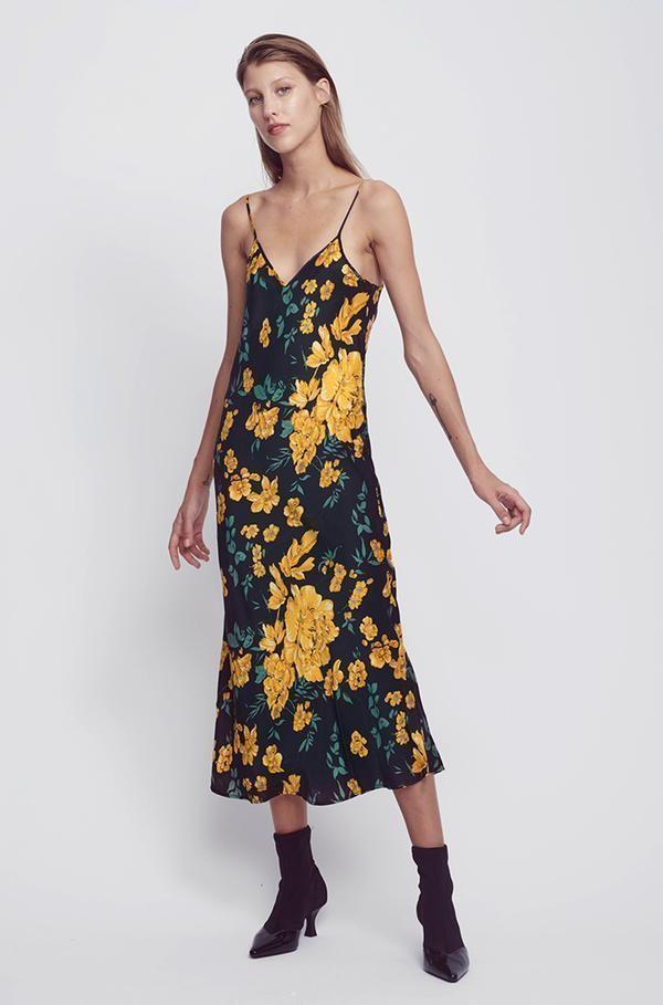 Silk Laundry Yellow Flora Slip Dress Size 8 - Image 1