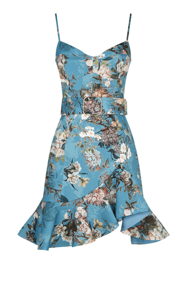 Nicholas Ariel blue floral ruffle mini cocktail dress  - Image 8