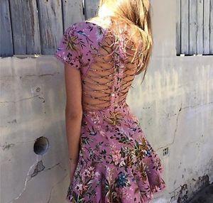 Zimmermann Tropicale Lattice Mini Dress Pink Floral Size 0 / AU 8 - Image 9