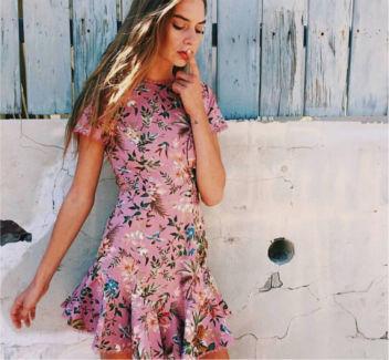 Zimmermann Tropicale Lattice Mini Dress Pink Floral Size 0 / AU 8 for rent on The Volte - main image