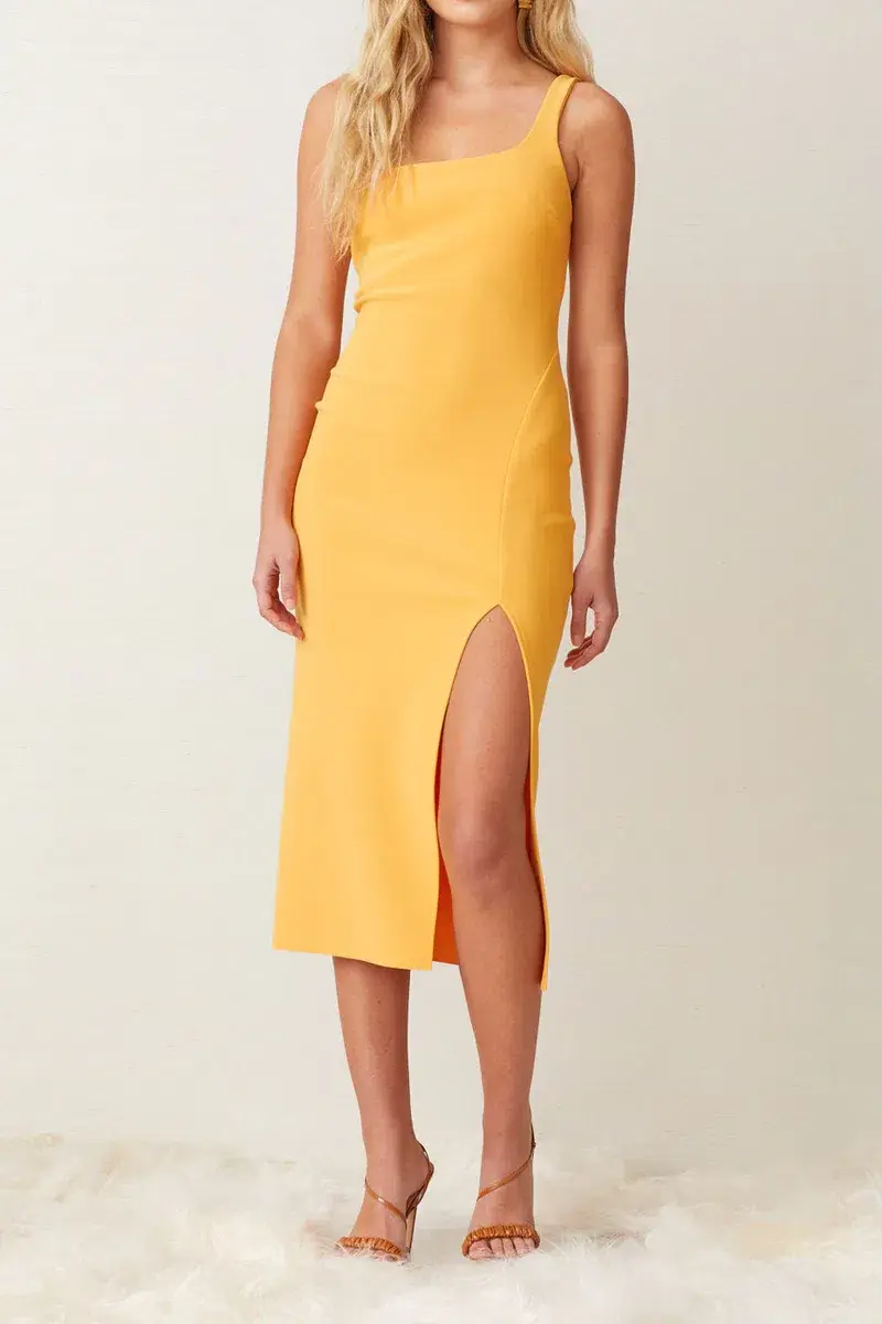 Bec & Bridge Ariel Midi Dress Yellow Size 8 - Image 1