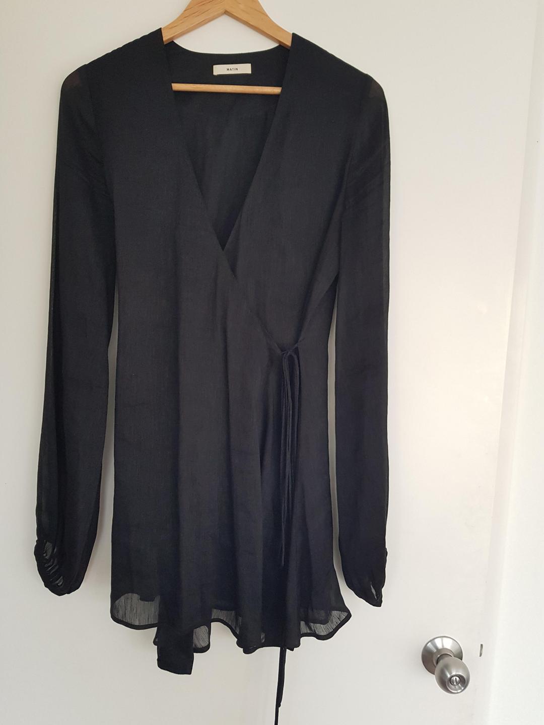 Matin, Westbourne Mini Wrap Dress, Black, size 8 for rent on The Volte - main image