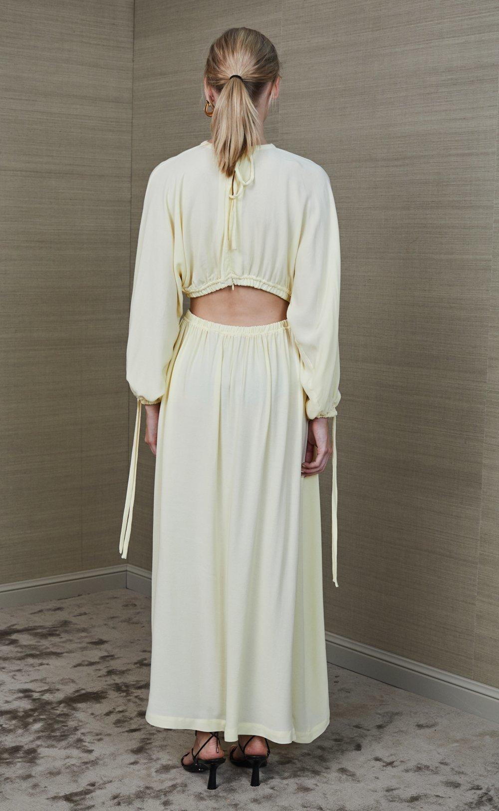 Bec & Bridge Mala Long Sleeve Midi Dress Pastel Yellow Size 10 for rent on The Volte - main image