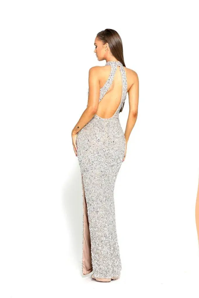 Portia and Scarlett PS1955 Gown Silver Size 8 - Image 2