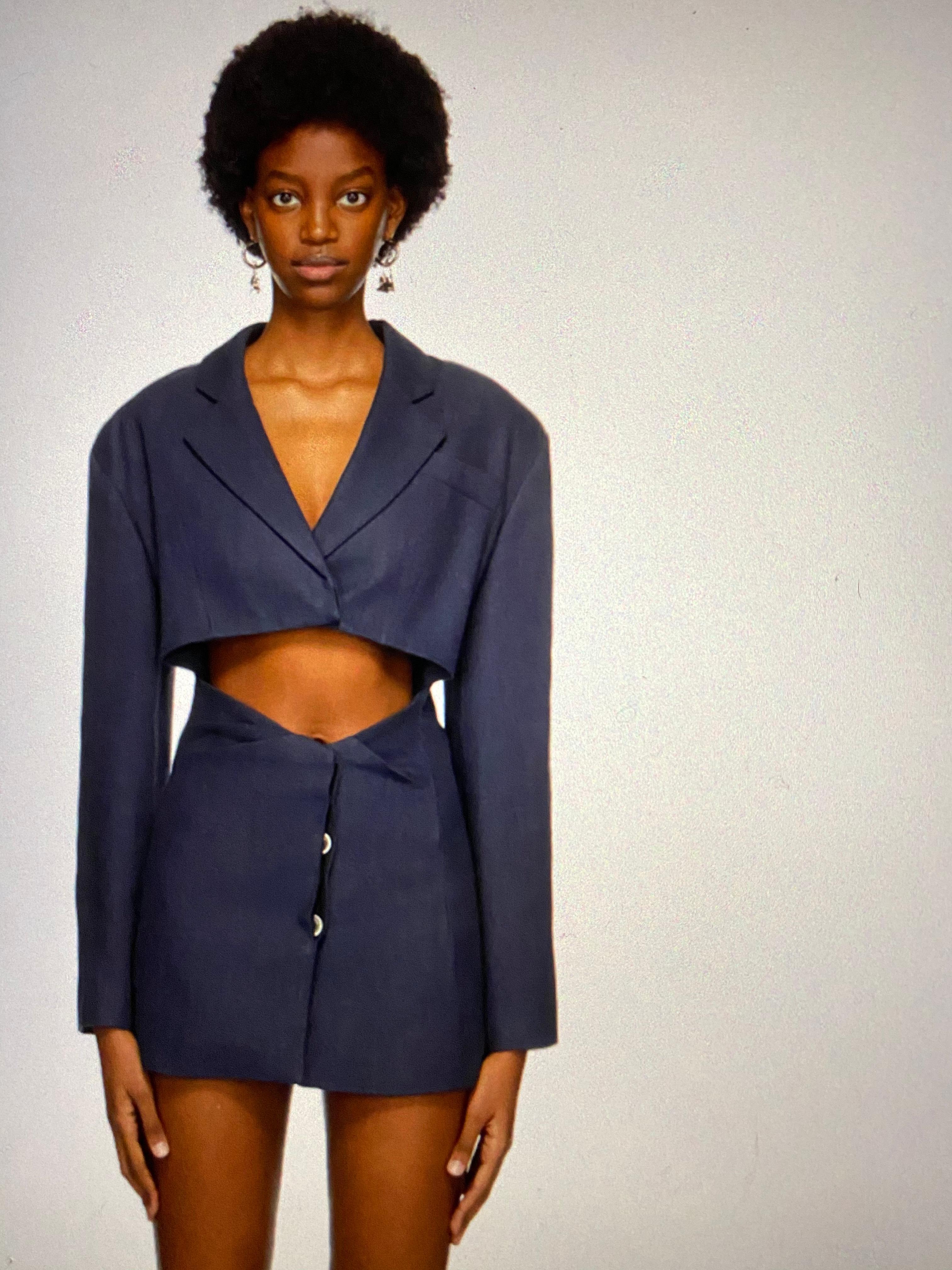 Jacquemus La Veste Arles Mini Dress Navy Size 36 - Image 2