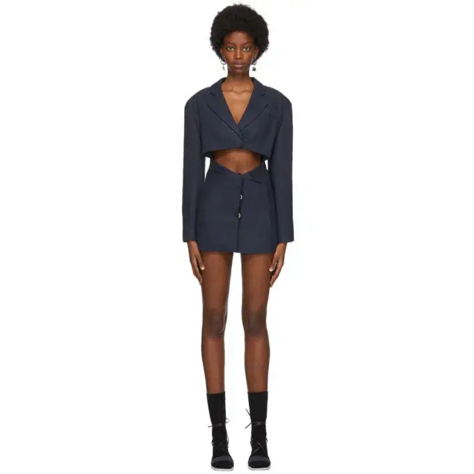 Jacquemus La Veste Arles Mini Dress Navy Size 36 - Image 3