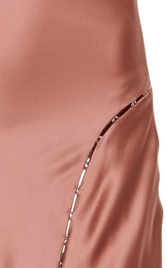 Jonathan Simkhai Long Flared Cowl Neck Charmeuse Slip Dress Pink Size 6 - Image 3