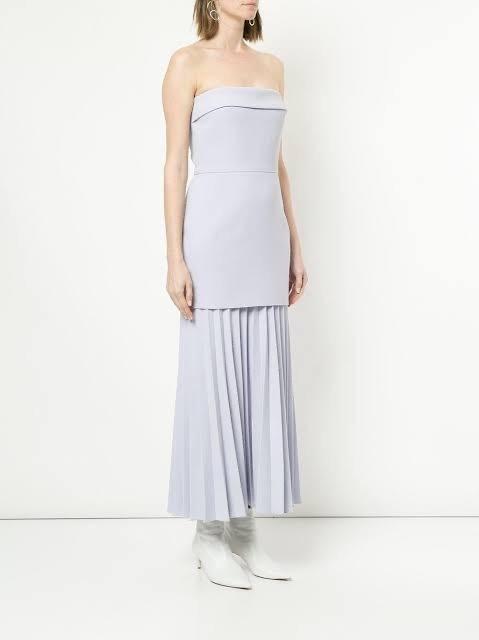 LINEAR CREPE PLEAT STRAPLESS DRESS - Image 1