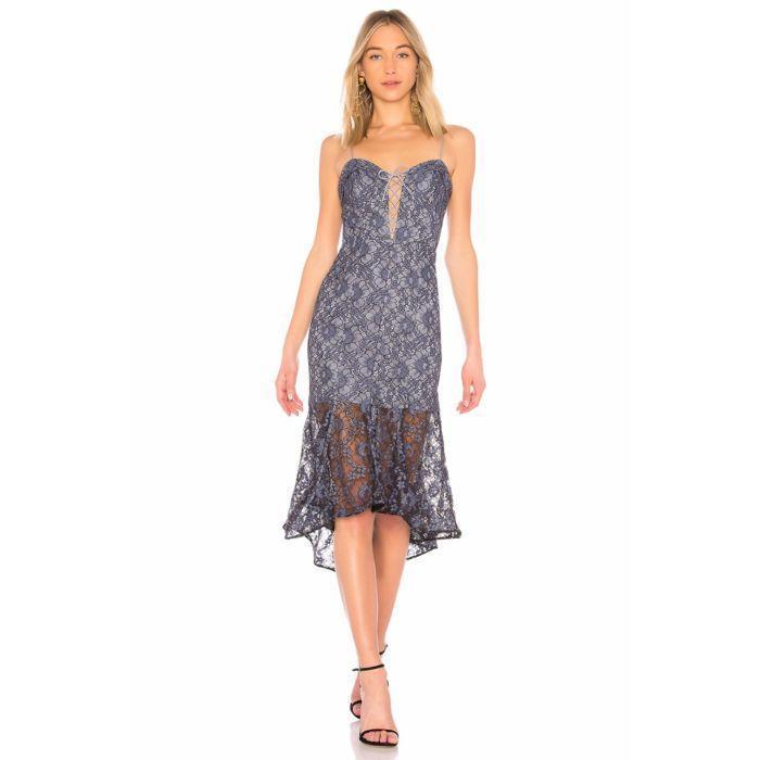 Nicholas Whisper Lace Navy Midi Dress Blue Size 12 - Image 1