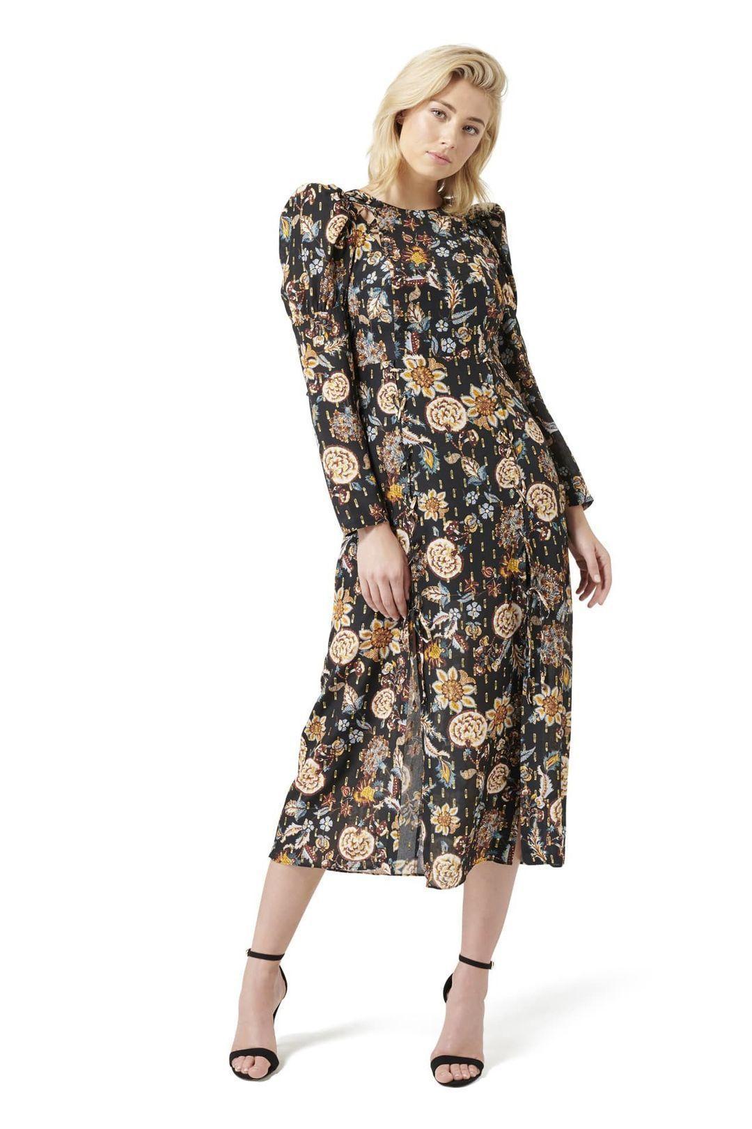 Thurley Valentina Gold Dobby Dress Size 6 - Image 2