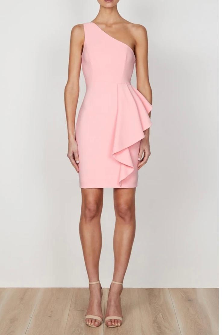 Shona Joy Ava One Shoulder Mini Dress Pink Size 12 - Image 1