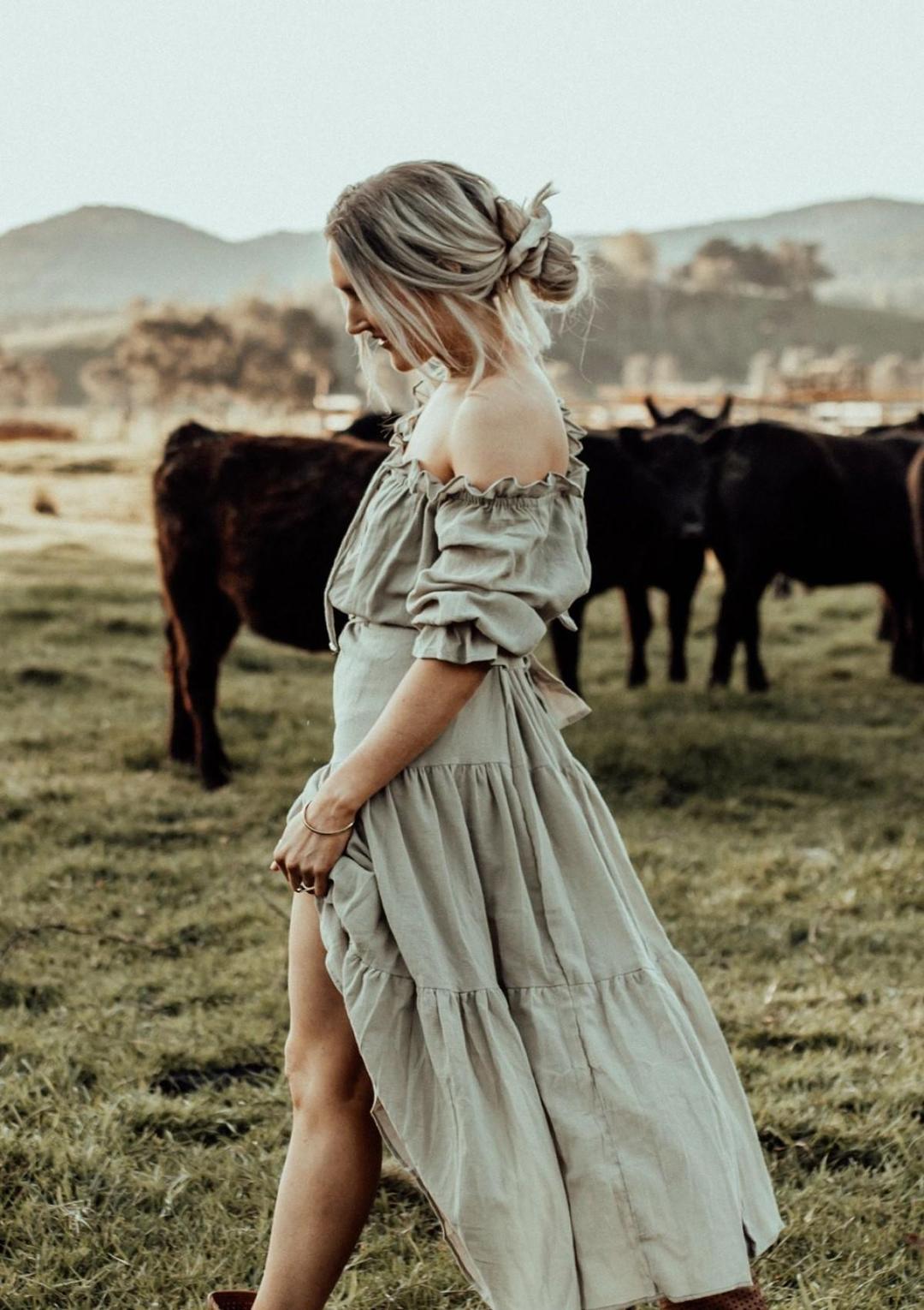 Co & Ry Goldie Maxi Dress Green Size 12 for rent on The Volte - main image