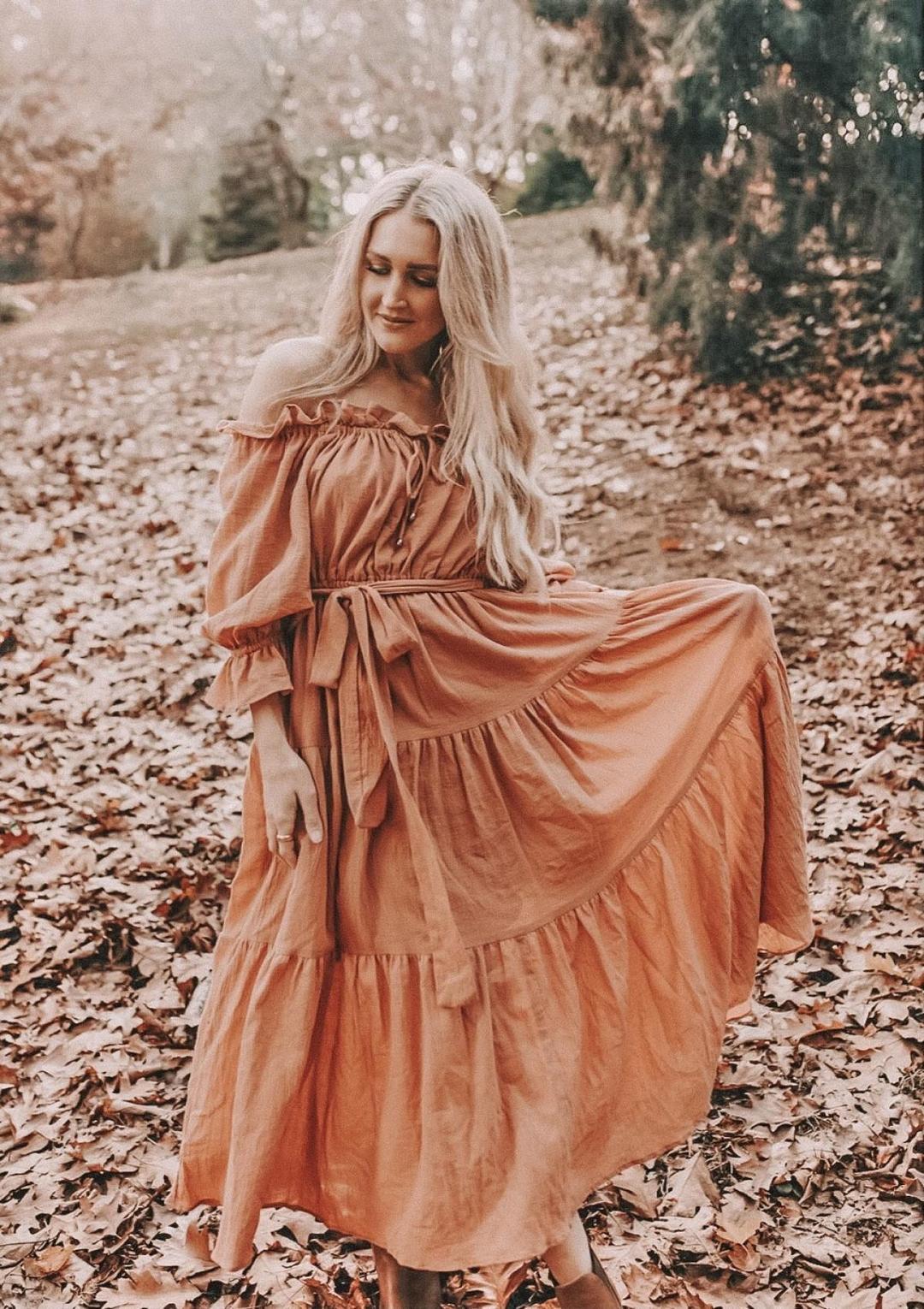 Co & Ry Goldie Maxi Dress Rust One Size for rent on The Volte - main image