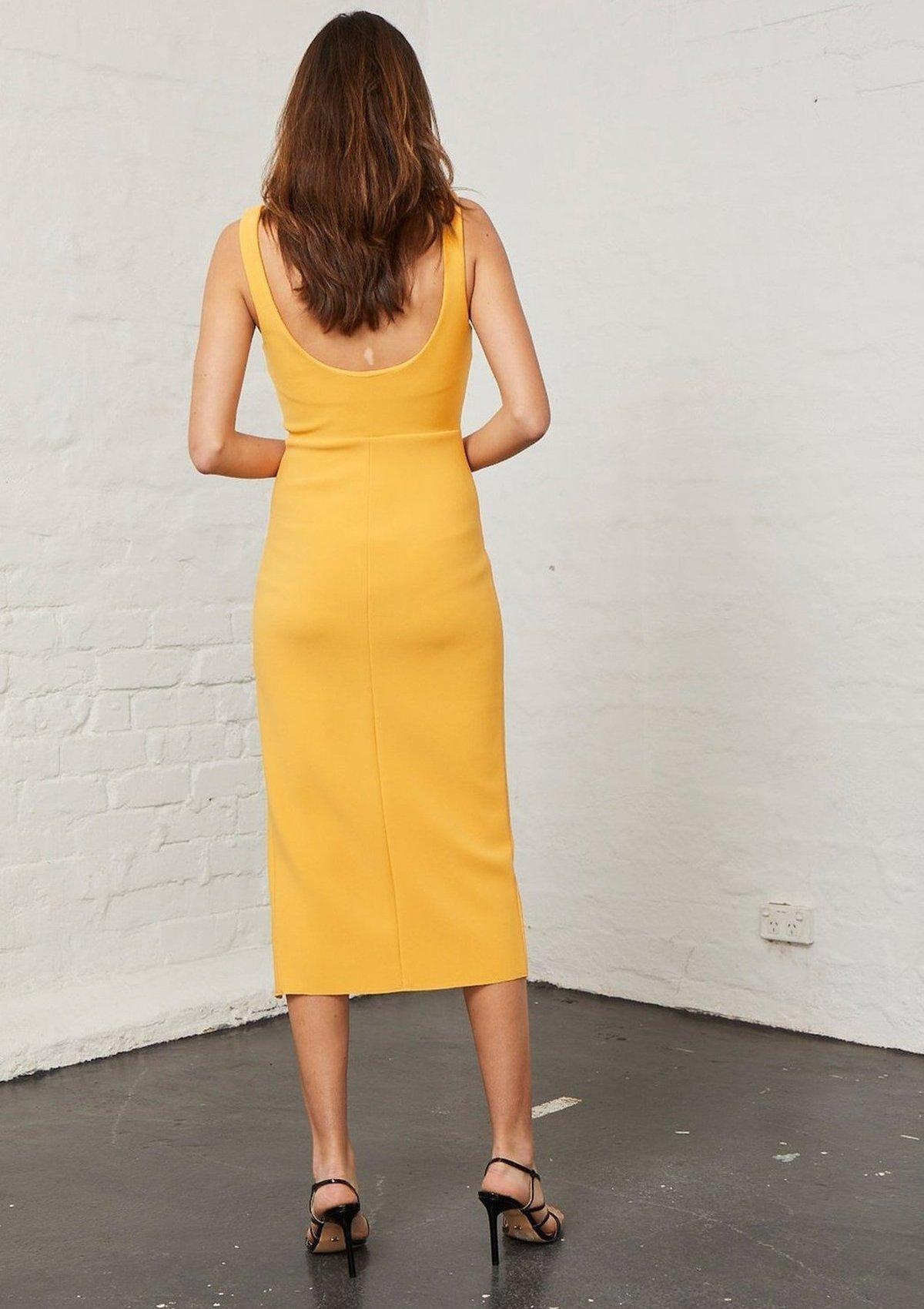 Bec & Bridge Elle Midi Dress Yellow Size 12 - Image 3