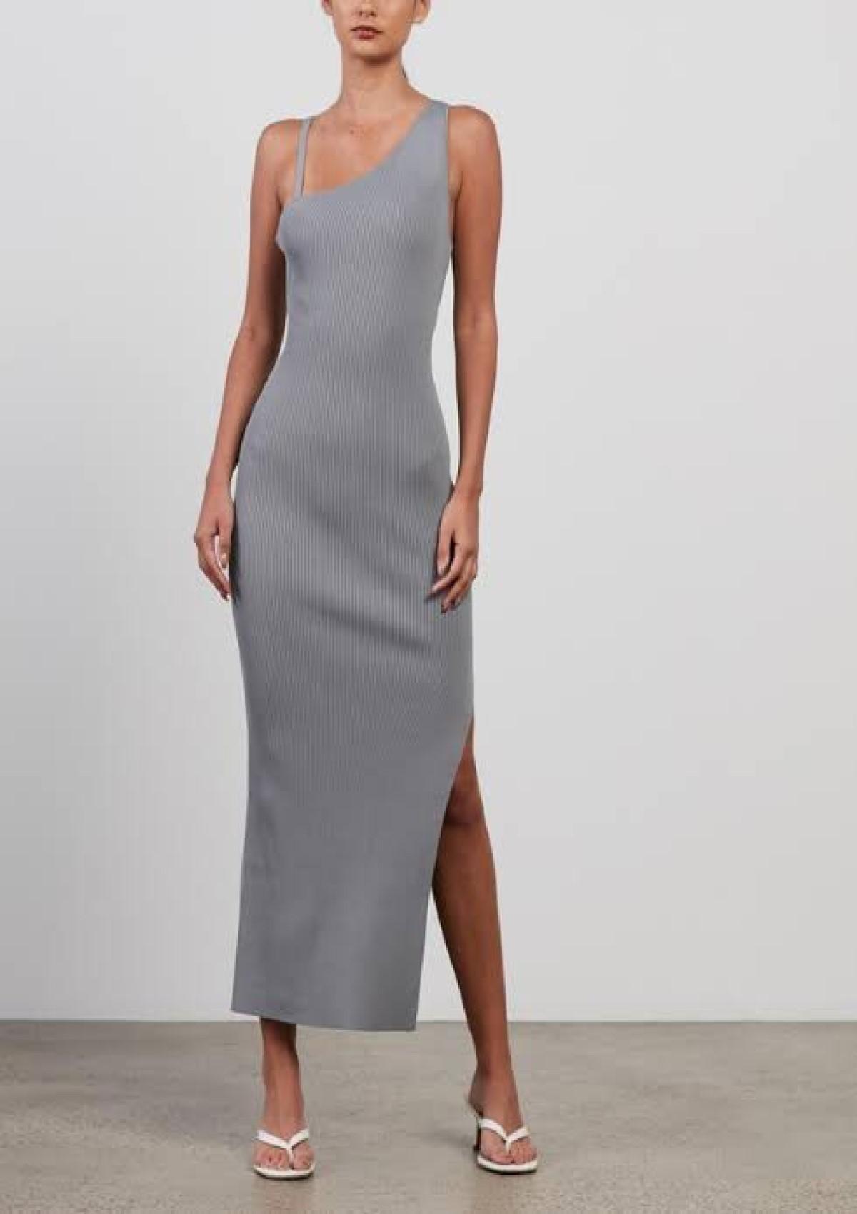 Bec & Bridge Harper Knit Asymmetric Dress Blue Size 10 - Image 1
