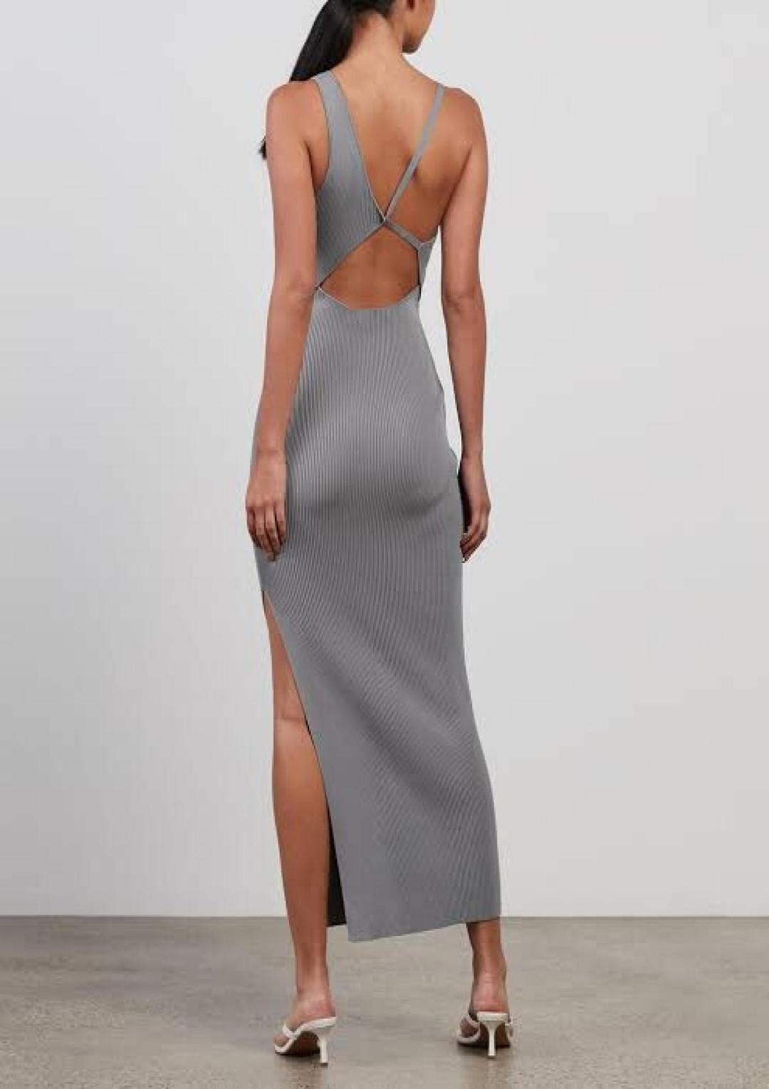 Bec & Bridge Harper Knit Asymmetric Dress Blue Size 10 for rent on The Volte - main image