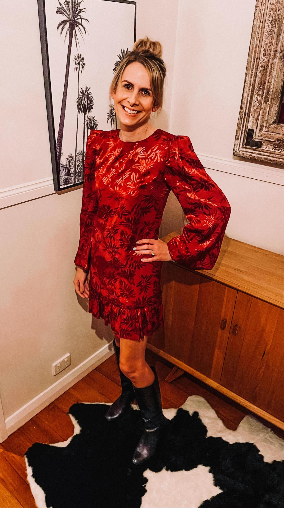 Elle Zeitoune Ellara Ruby Dress Red Size 8 - Image 1