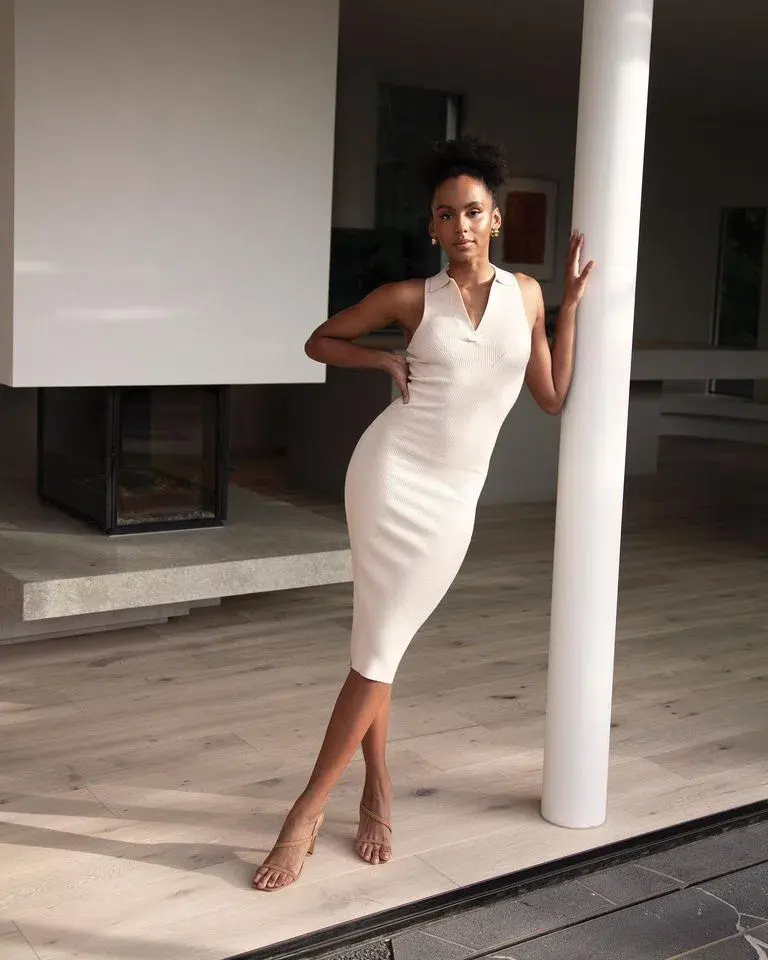 Kookai Lola Panel Dress Tapioca Cream Size 2 - Image 2