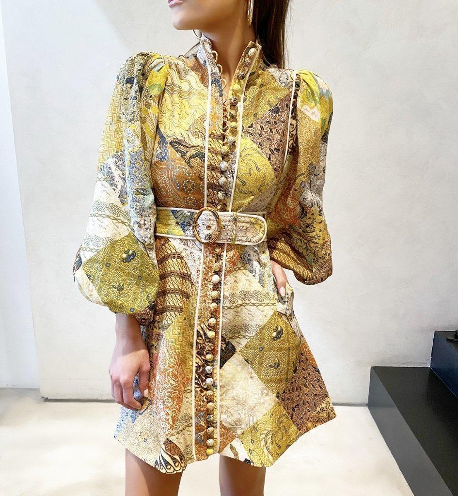 Zimmermann Brightside Belted Linen Mini Dress Print Size 8 - Image 3