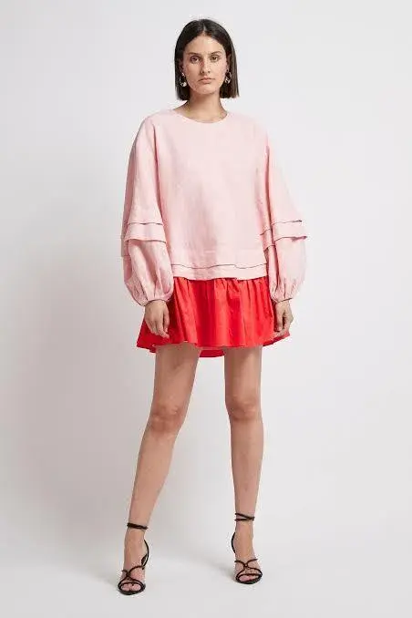 Aje Quietude Long Sleeve Mini Dress Red/Pink Size 4 - Image 1