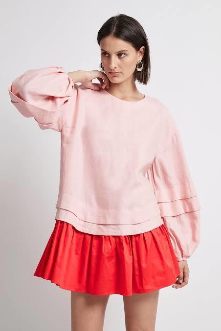 Aje Quietude Long Sleeve Mini Dress Red/Pink Size 4 - Image 2