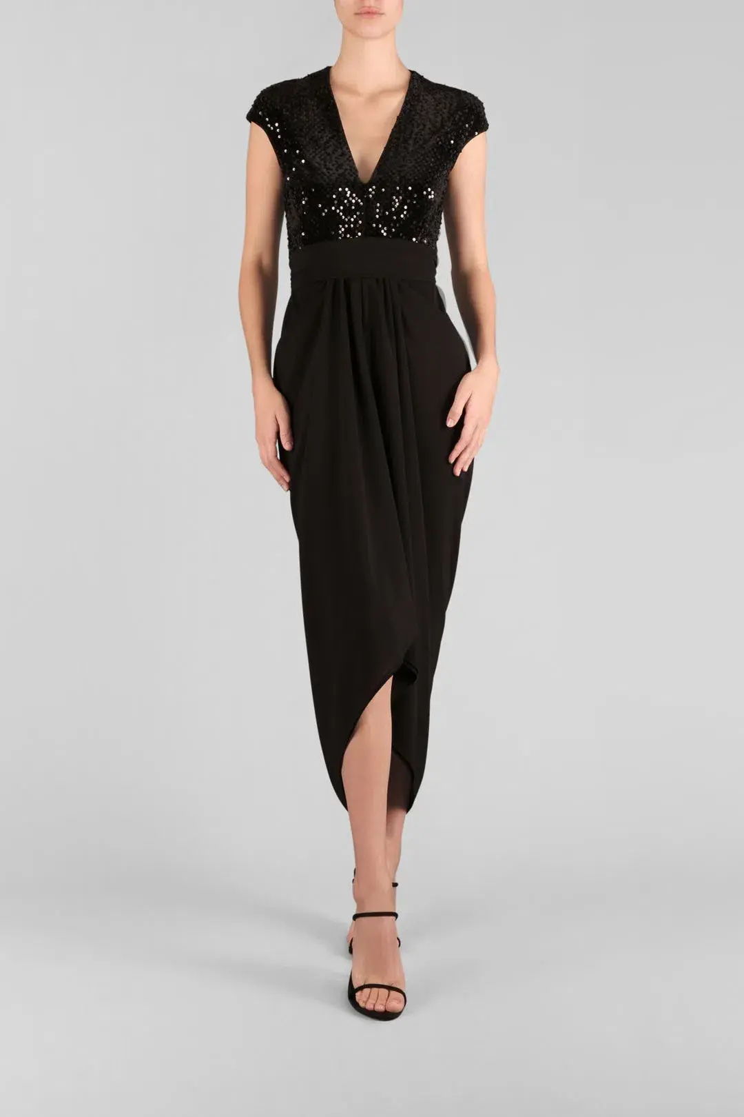 Carla Zampatti  Je T'aime Waterfall Dress Black Size 8 - Image 1