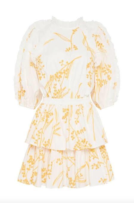 Aje Mimosa Broderie Frill Mini Dress Wattle Size 4 - Image 4