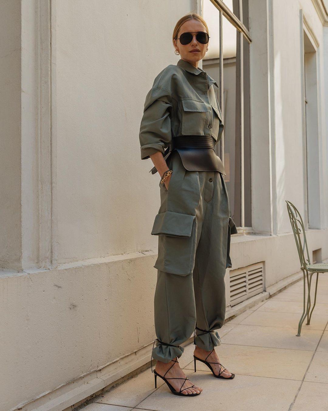 Frankie Shop Linda Belted Jumpsuit Khaki Army Green Size M / AU 10 - Image 2
