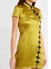 De La Vali Suki Dress - Chartreuse Silk Mini - Size 10 - Image 2